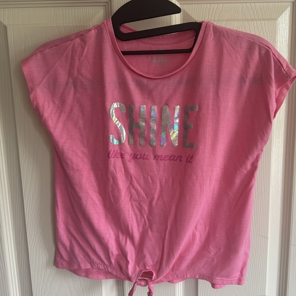 Pink Short Sleeve Tee with Front Tie and Shine Print - Picture 3 of 3